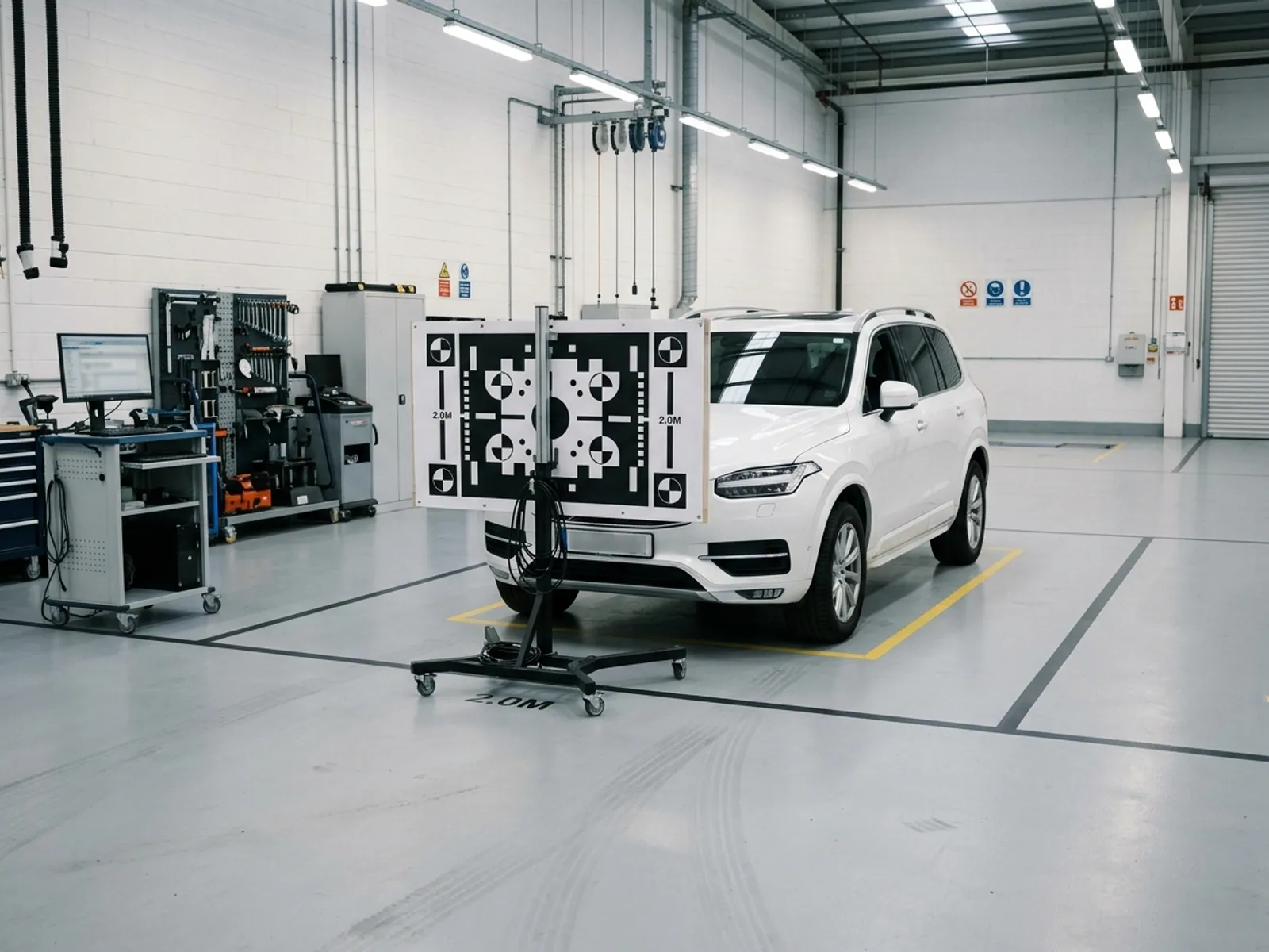 A Glass Genie technician carrying out adas calibration on a vehicle.